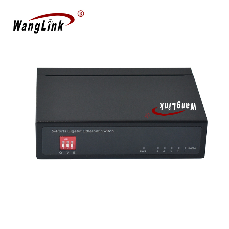 Product gallery: Unmanaged 5 Port Gigabit Ethernet Switch, QoS VLAN Extend DIP Switch, Metal Housing, Desktop/Wall Mount for SMB Office Network