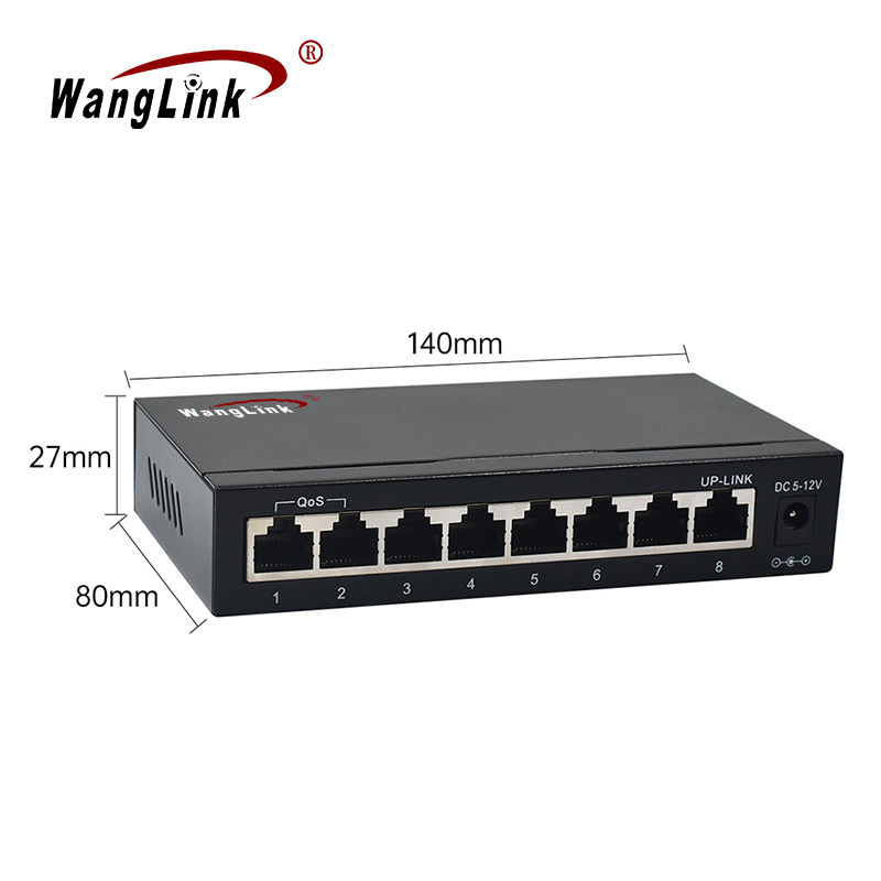 Product Gallery: Unmanaged 8 Port Gigabit QoS Ethernet Switch, VLAN & Extend Modes, Metal Housing, Desktop/Wall Mount 2