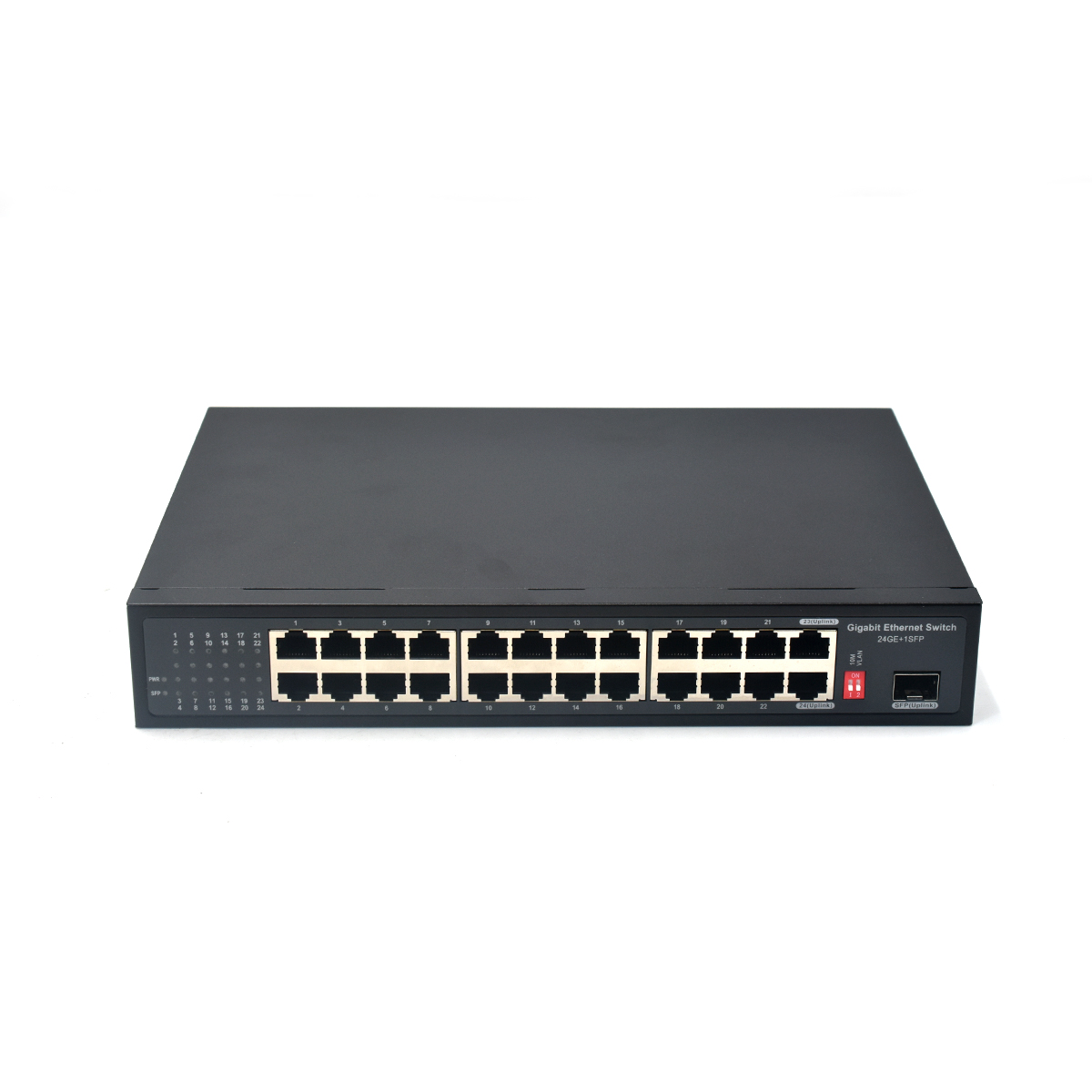 Product Gallery: 24 RJ45 Gigabit Unmanaged Ethernet Switch with 1 SFP, 10/100/1000Mbps, VLAN & 250m Extension, Desktop/Wall Mount 2