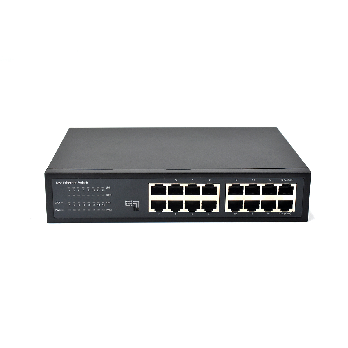 Product Gallery: Unmanaged 16 Port Fast Ethernet Switch, 10/100Mbps Silent Fanless Network Hub with VLAN & 250m Extend Mode, Rackmount/Desktop for CCTV and Office 2