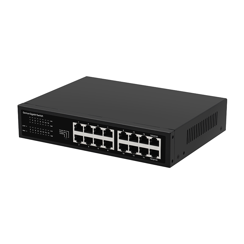 Product gallery: Unmanaged 16-Port Mini Gigabit Switch, 10/100/1000Mbps, Metal Housing, Desktop/Rack-Mount, VLAN/Extend/Default Modes, Fanless, for Small Business & IP Surveillance