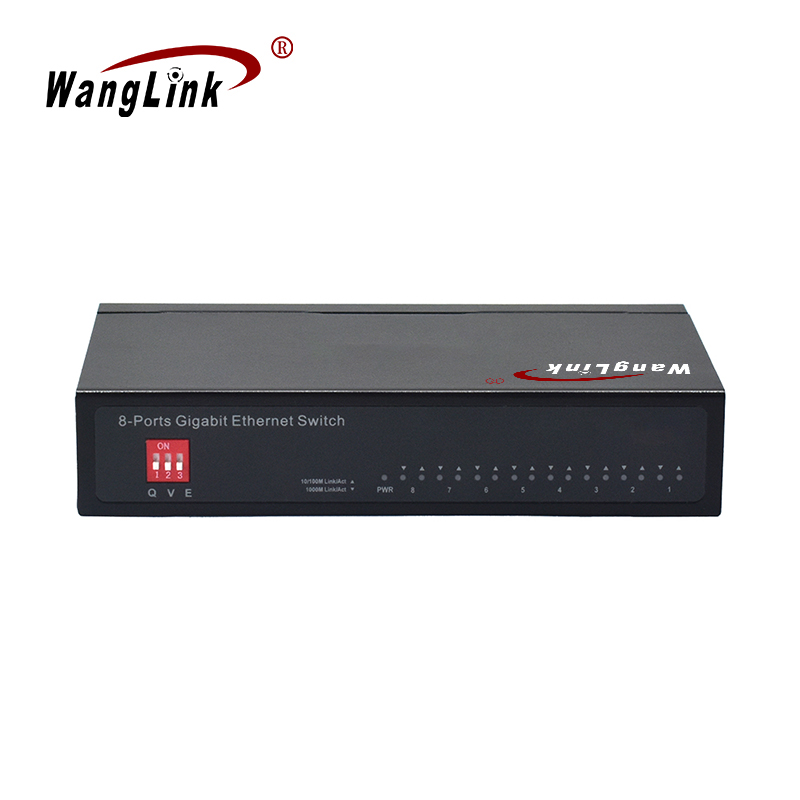 Product Gallery: Unmanaged 8 Port Gigabit QoS Ethernet Switch, VLAN & Extend Modes, Metal Housing, Desktop/Wall Mount 4