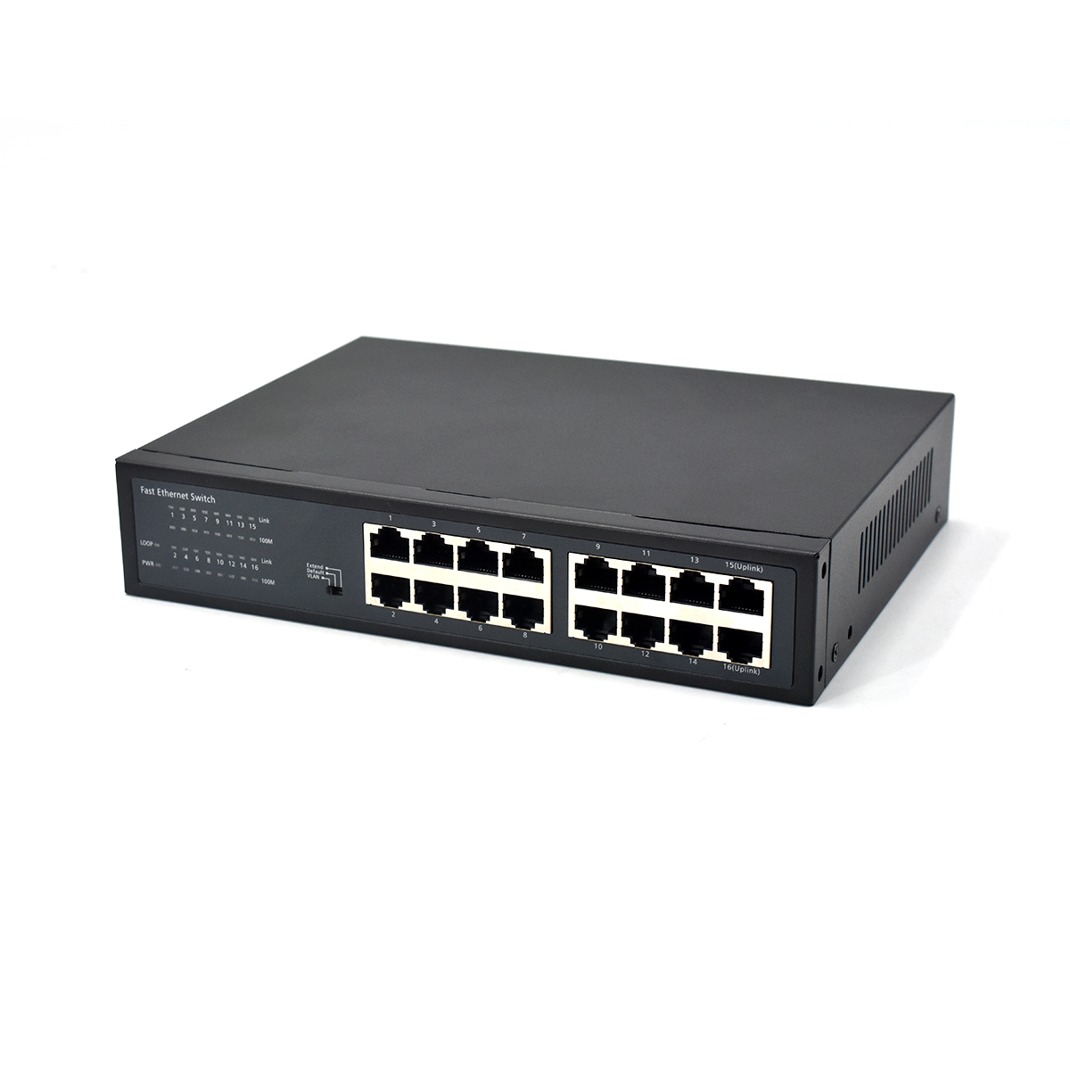 Product Gallery: Unmanaged 16 Port Fast Ethernet Switch, 10/100Mbps Silent Fanless Network Hub with VLAN & 250m Extend Mode, Rackmount/Desktop for CCTV and Office 3