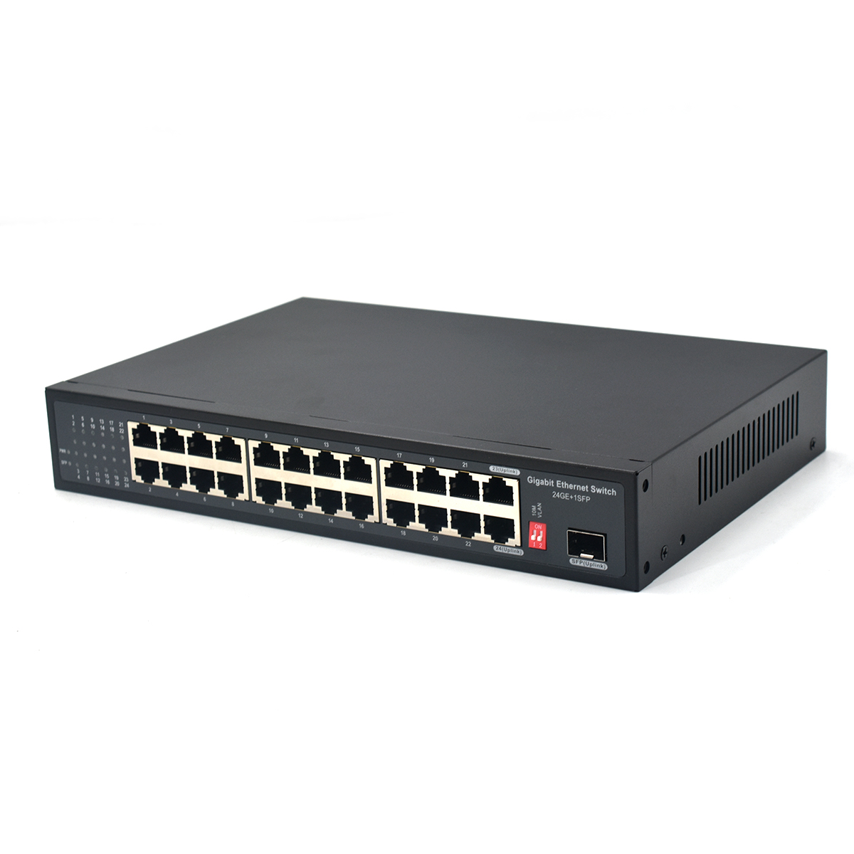 Product Gallery: 24 RJ45 Gigabit Unmanaged Ethernet Switch with 1 SFP, 10/100/1000Mbps, VLAN & 250m Extension, Desktop/Wall Mount 4