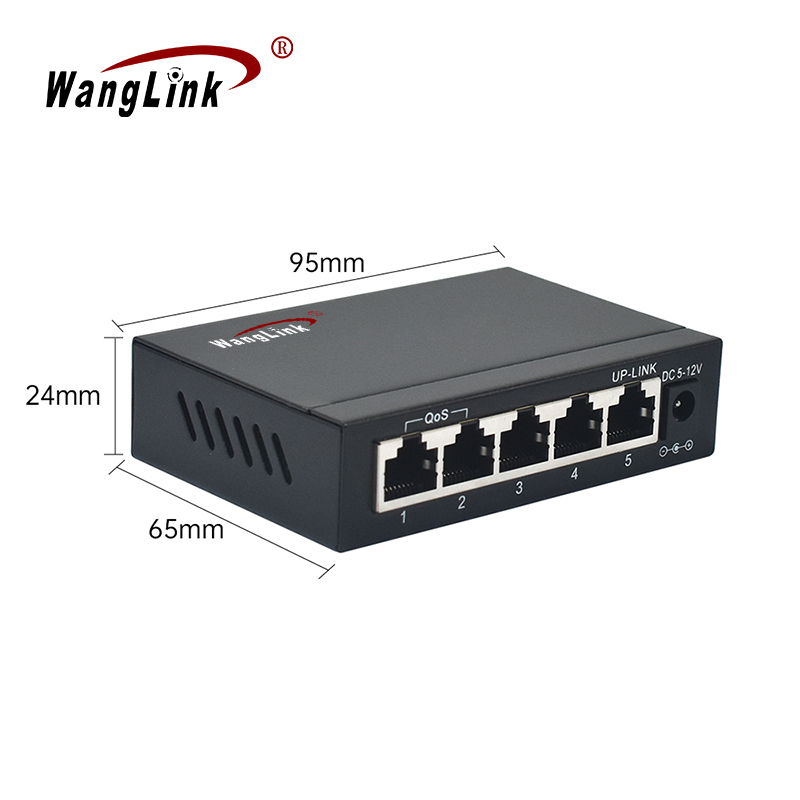 Product gallery: Unmanaged 5 Port Gigabit Ethernet Switch, QoS VLAN Extend DIP Switch, Metal Housing, Desktop/Wall Mount for SMB Office Network