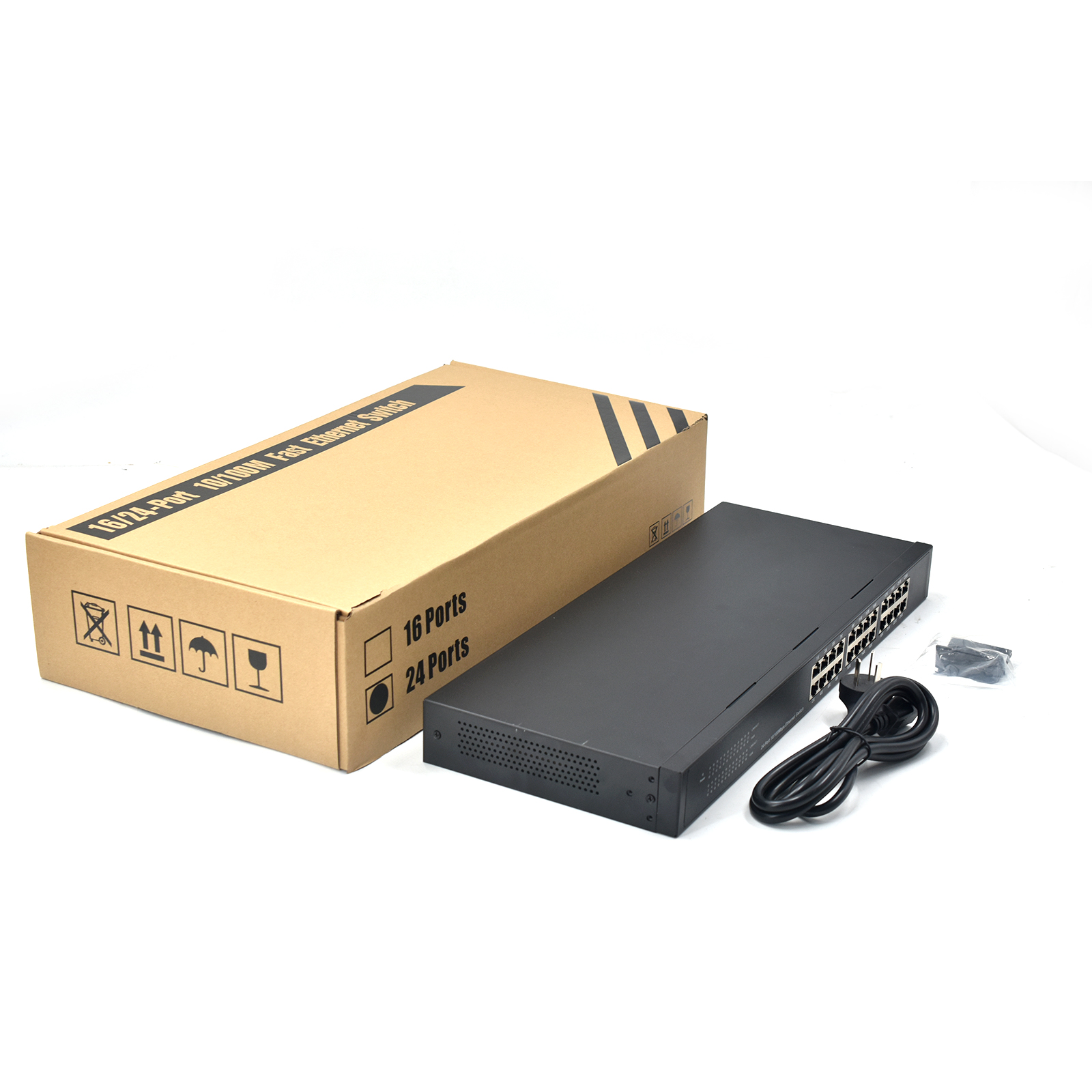 Product Gallery: Unmanaged 24 Port Rack Mount Fast Ethernet Switch, 10/100Mbps Auto-MDI/MDIX, Metal Case, Internal Power for SMB Network (SF2400-R) 6