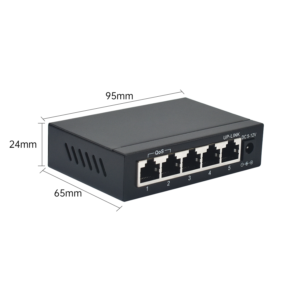 Product size: Unmanaged 5 Port Gigabit Ethernet Switch, QoS VLAN Extend DIP Switch, Metal Housing, Desktop/Wall Mount for SMB Office Network