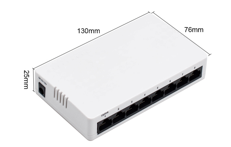 Product size: Best 8-Port Gigabit Unmanaged Switch for Home, Desktop/Wall Mount, 16Gbps, Plug and Play