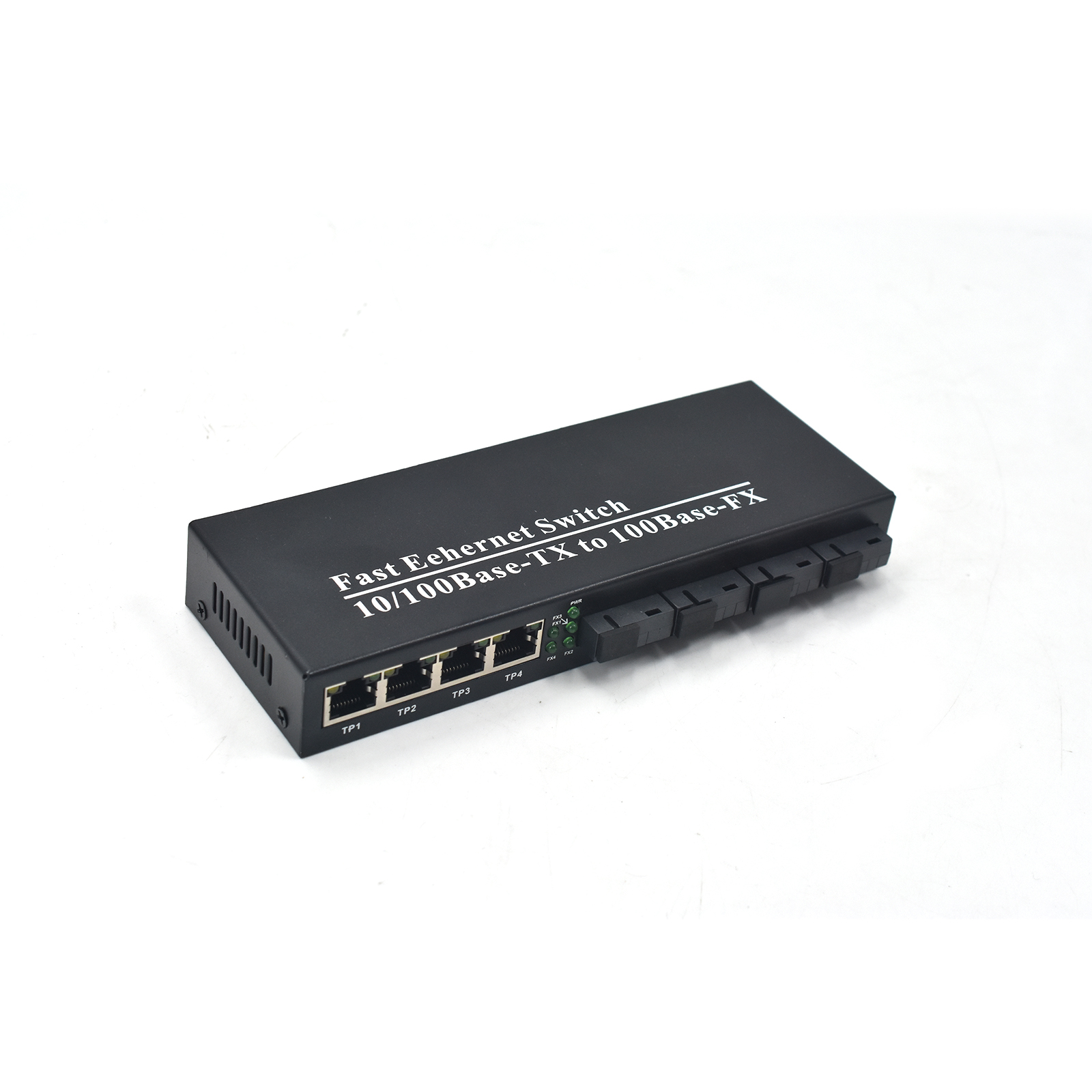 Product Gallery: Unmanaged 4-Port Fast Ethernet Copper Fiber Media Converter, 4 SC Optical Ports, 155Mbps, Plug-and-Play, Desktop/Wall Mount for Office and Industrial Networks 2