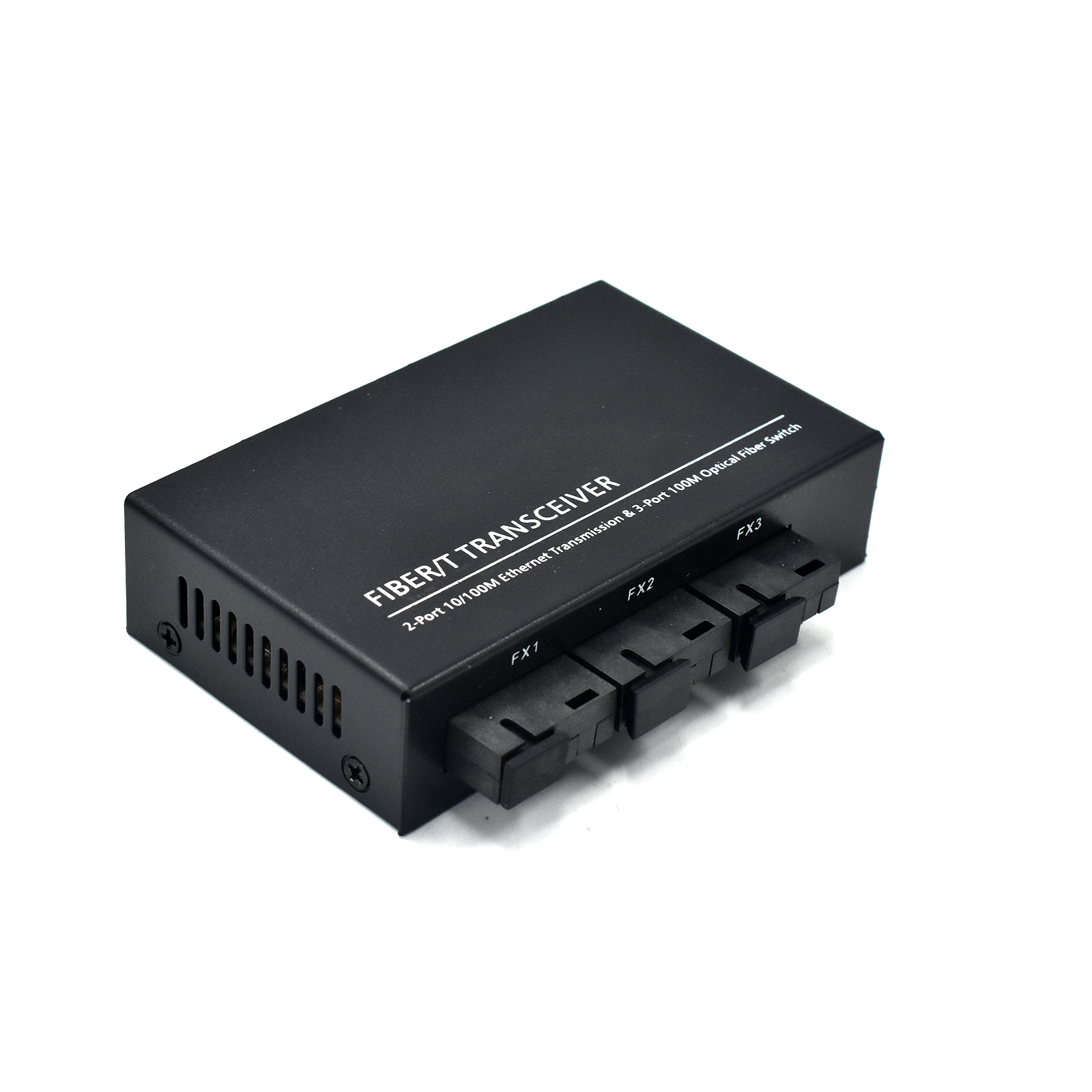 Product Gallery: Unmanaged sm fiber media converter, 5 ports (2 RJ45 + 3 SC), 155Mbps Fast Ethernet, metal case, desktop/wall mount for long-range transmission in commercial and industrial networks 3