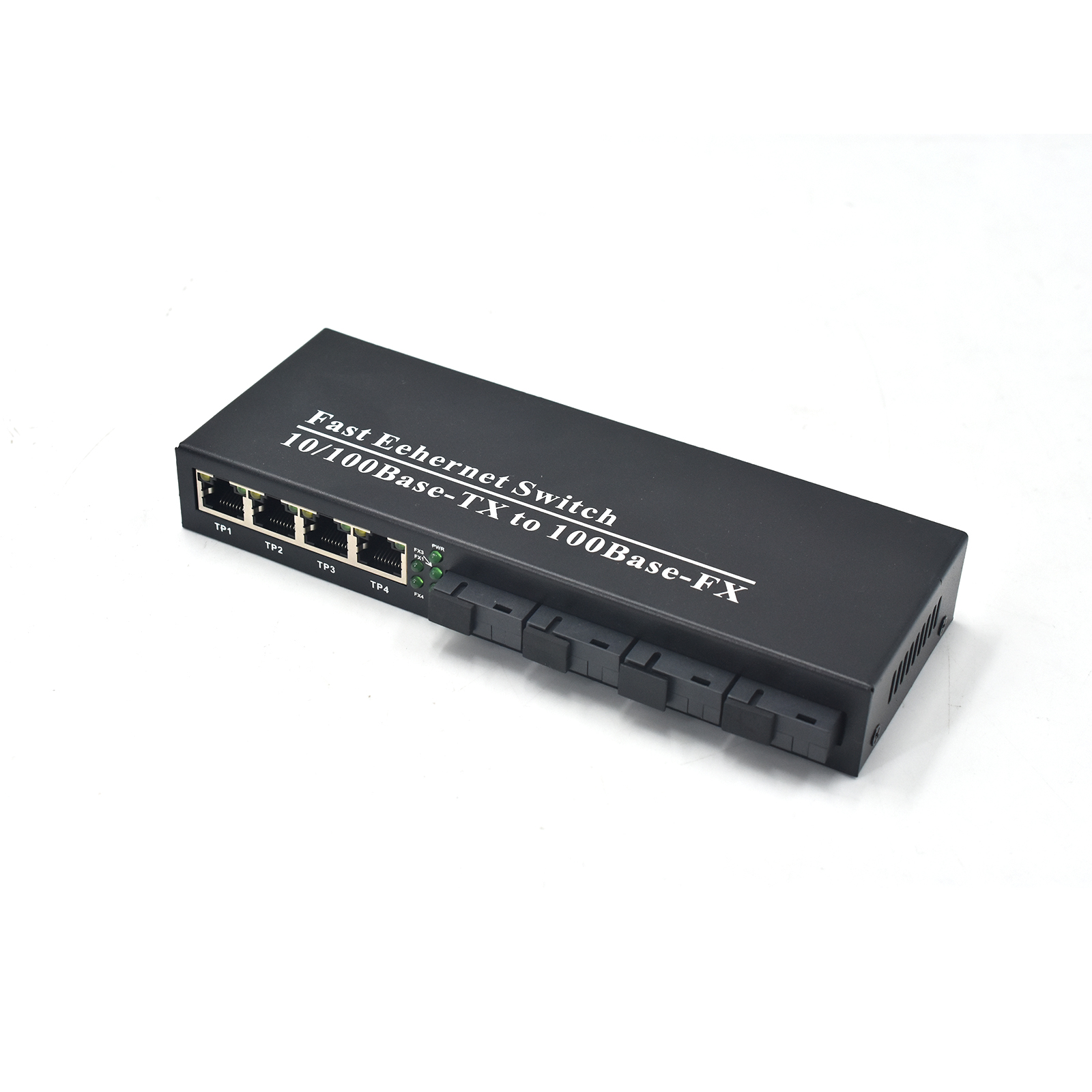 Product Gallery: Unmanaged 4-Port Fast Ethernet Copper Fiber Media Converter, 4 SC Optical Ports, 155Mbps, Plug-and-Play, Desktop/Wall Mount for Office and Industrial Networks 3
