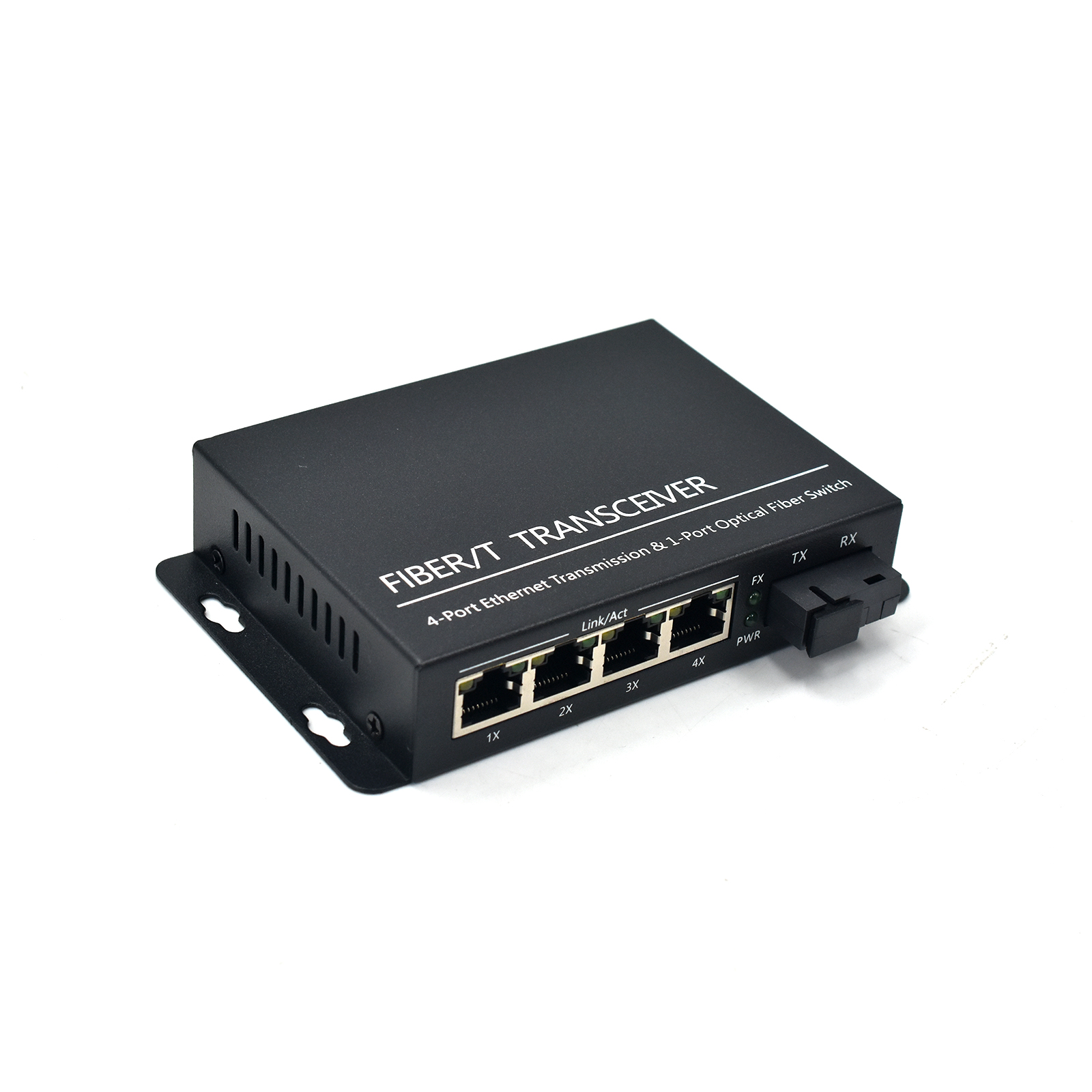 Product Gallery: Unmanaged Ethernet Media Converter Fiber, 4-Port Fast Ethernet, 1 SC Fiber Uplink, 100Base-X, Plug-and-Play, Desktop/Wall Mount for Office & Industrial Networks 3