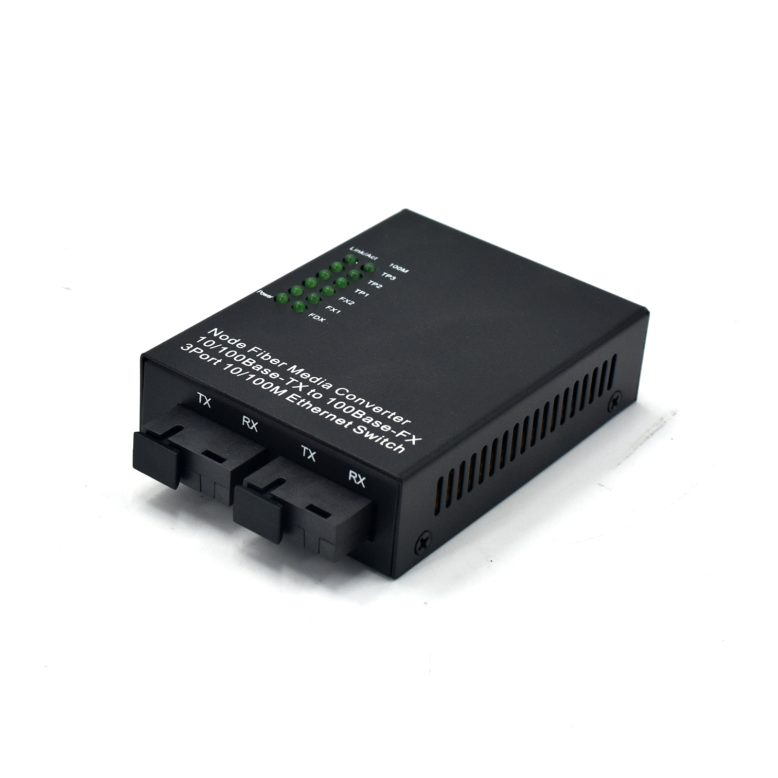 Product Gallery: Unmanaged Fast Ethernet Fiber Media Converter Single Mode, 3 RJ45 Ports, 2 SC/ST/FC Fiber Ports, 100Mbps for Long Distance Transmission 4