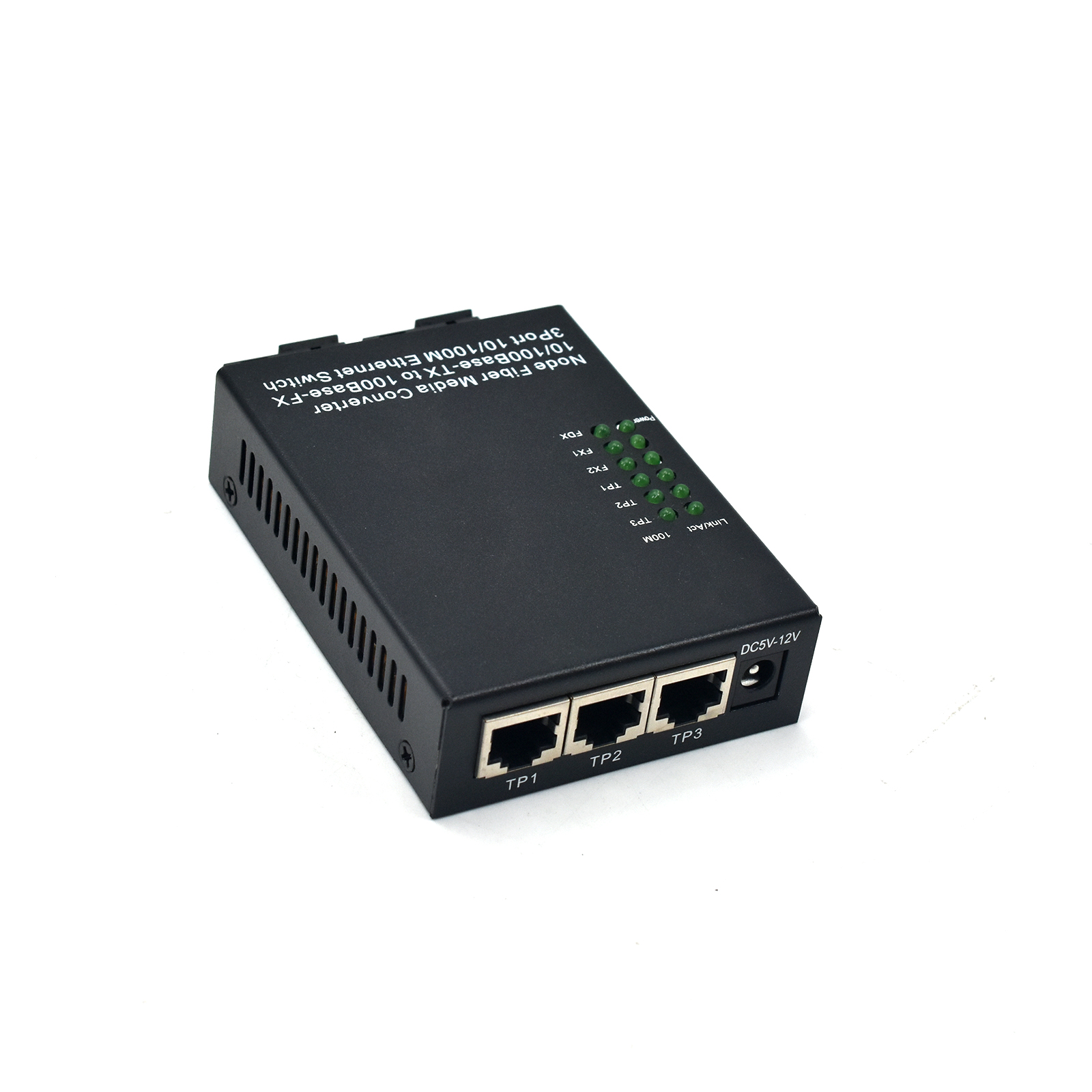 Product Gallery: Unmanaged Fast Ethernet Fiber Media Converter Single Mode, 3 RJ45 Ports, 2 SC/ST/FC Fiber Ports, 100Mbps for Long Distance Transmission 5