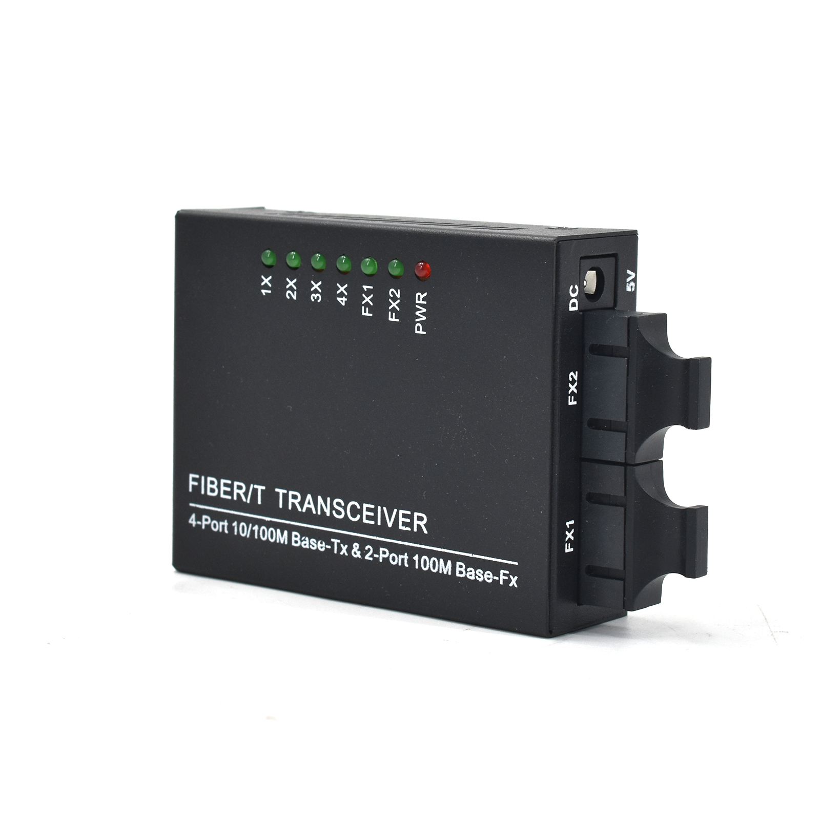 Product Gallery: Unmanaged Fiber to Copper Media Converter, 4-Port 10/100Mbps Fast Ethernet, 2 SC Fiber Ports, Desktop/Wall Mount for Office & Industrial Use 9