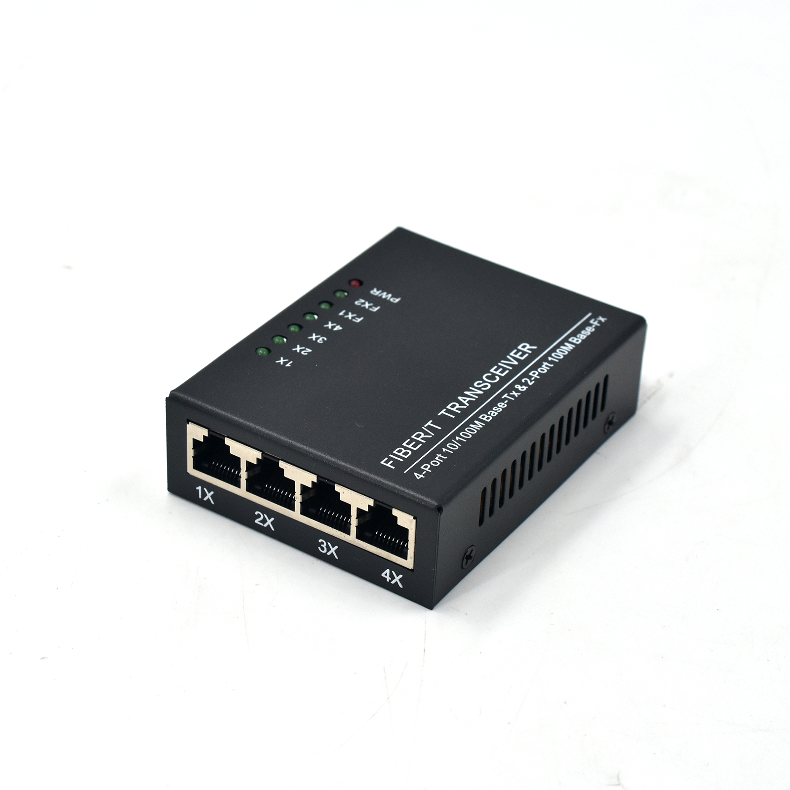 Product Gallery: Unmanaged Fiber to Copper Media Converter, 4-Port 10/100Mbps Fast Ethernet, 2 SC Fiber Ports, Desktop/Wall Mount for Office & Industrial Use 10