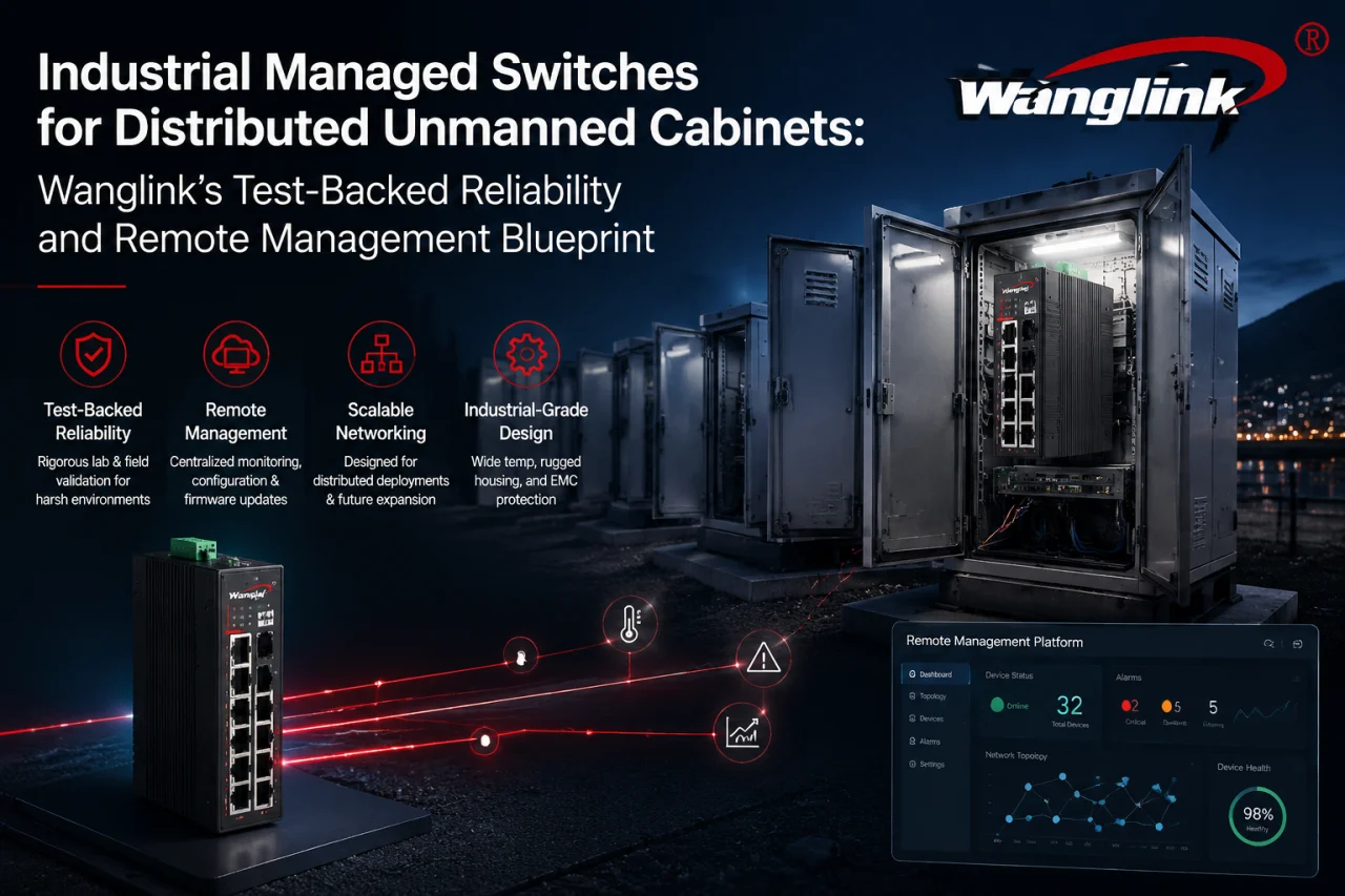 Industrial Managed Switches for Distributed Unmanned Cabinets: Wanglink’s Test-Backed Reliability and Remote Management Blueprint