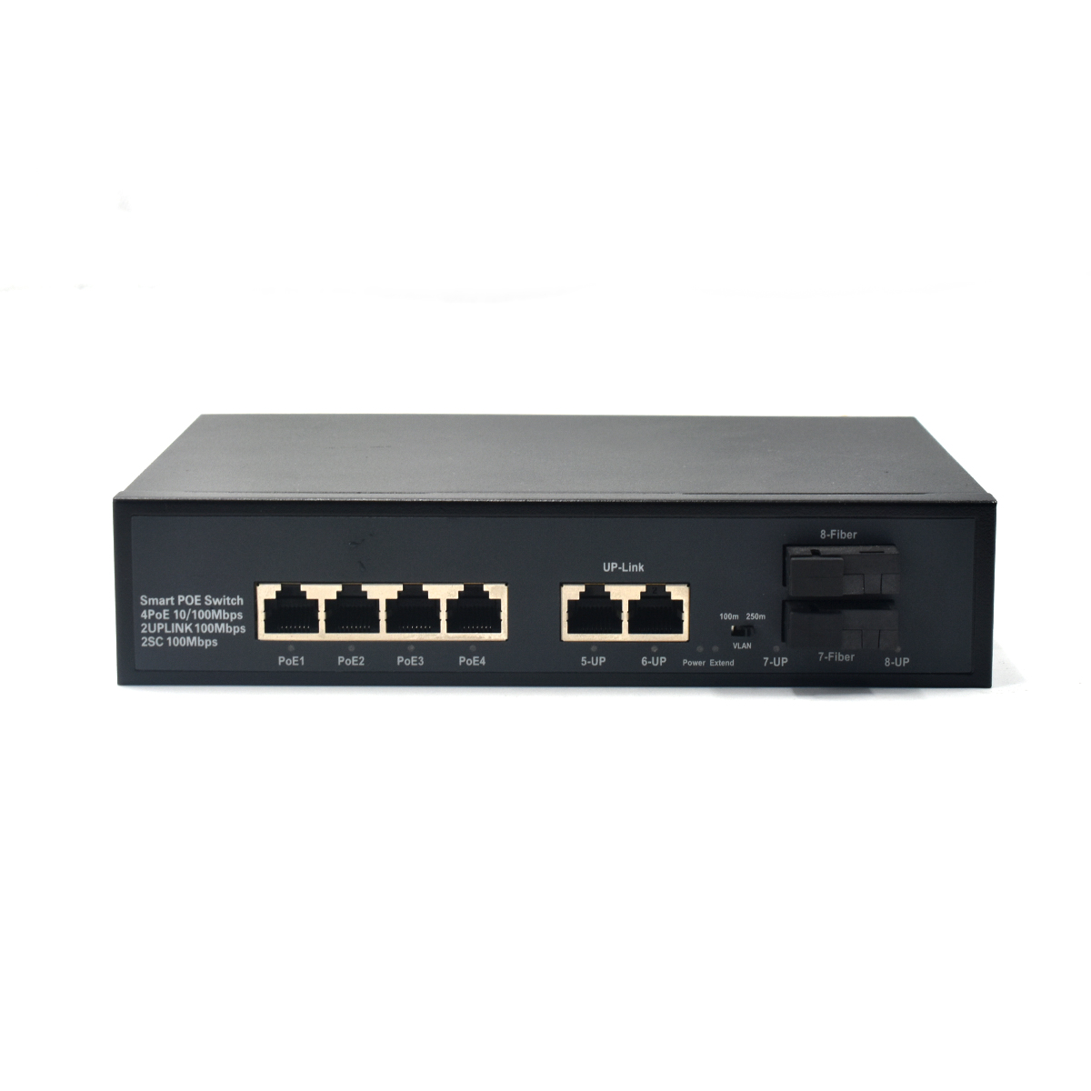 Product Gallery: Unmanaged 4-Port PoE Fast Ethernet Switch with 2 Fiber Ports, 10/100Mbps, 250m Long Distance, VLAN Isolation, Wall Mount for Small Business Surveillance 2