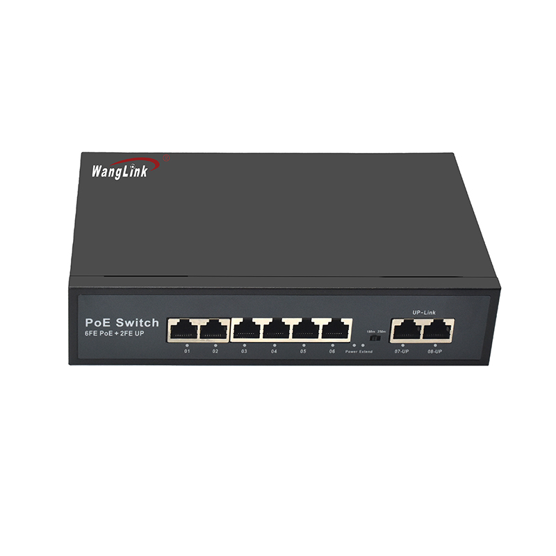 Product Gallery: Unmanaged PoE Switch 6 Port Fast Ethernet, 2 RJ45 Uplink, 250m Extend Mode, VLAN Isolation, Metal Case for IP Cameras & Small Business 2