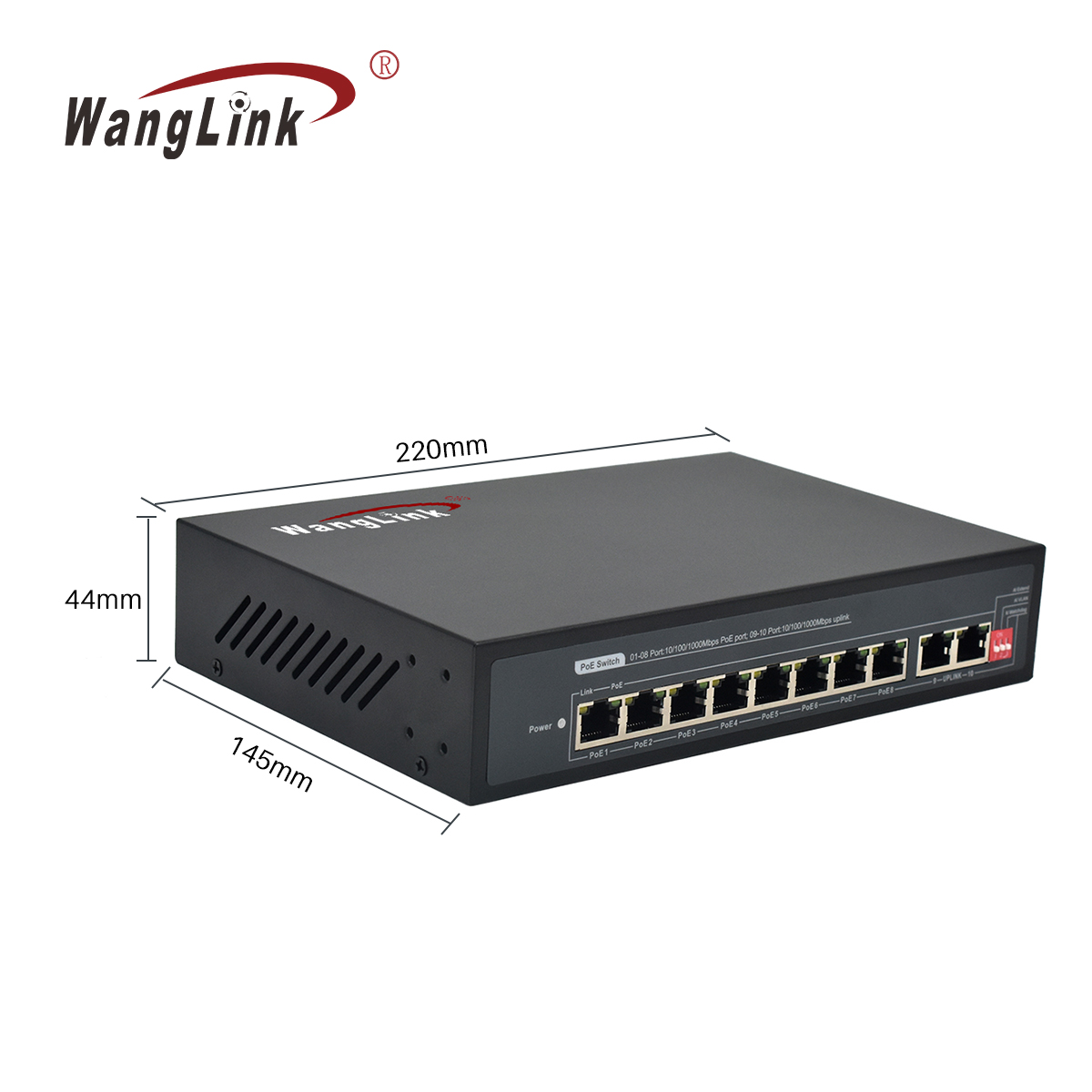 Product Gallery: Unmanaged AI PoE Switch 8 Port Gigabit, 2 RJ45 Uplink, 250m Extend, VLAN Isolation, Wall Mount for Surveillance & SMB 2