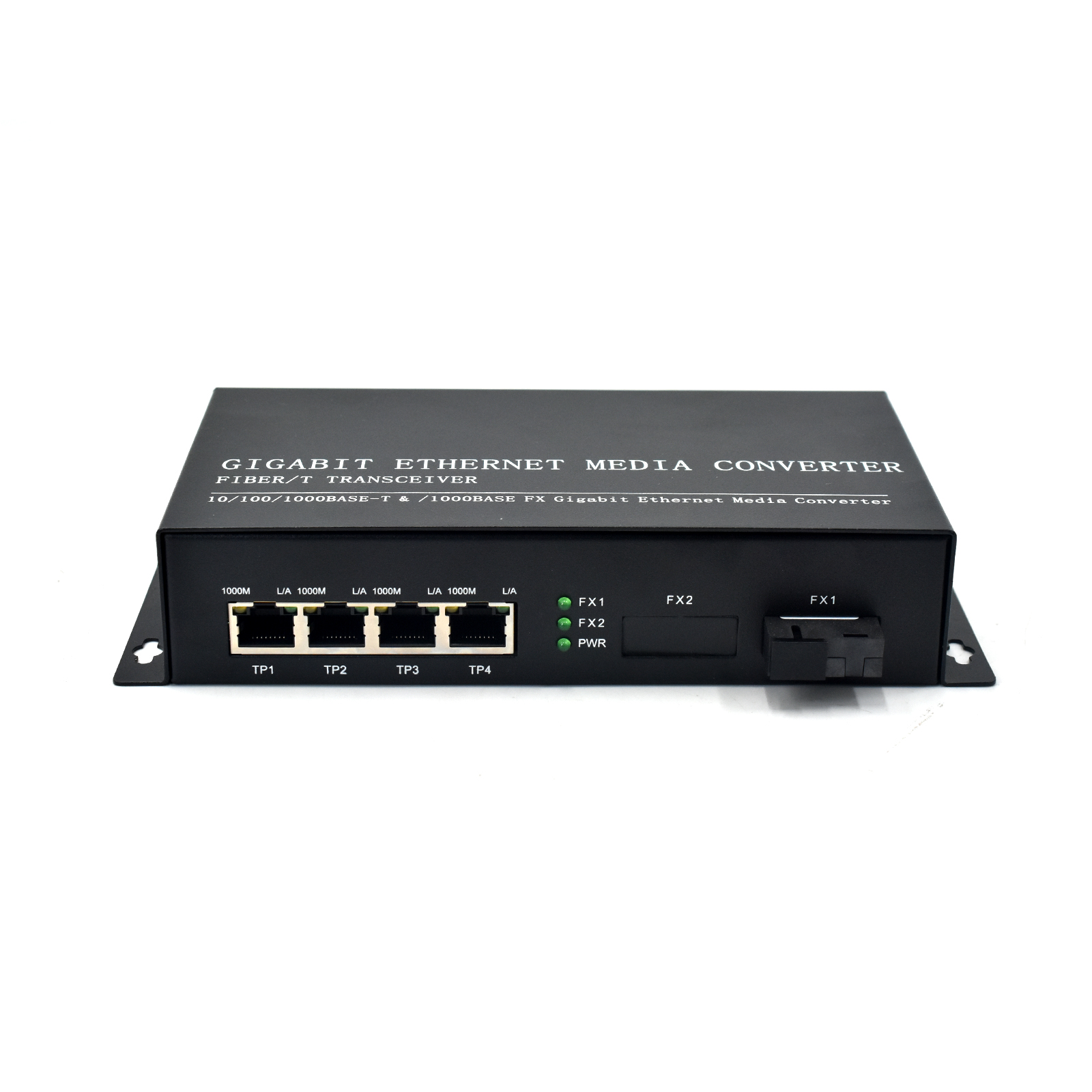 Product Gallery: Unmanaged Black Box Fiber Media Converter, 4 Gigabit Ethernet Ports, 1.25Gbps SFP, Metal Shell, Desktop & Wall-Mount for Remote Surveillance & Office LAN 2