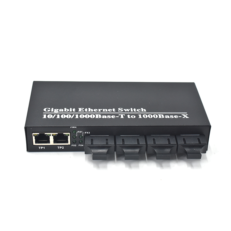 Product Gallery: Unmanaged Media Converter Ethernet to Fiber, 4 SC Fiber Ports, 2 Gigabit RJ45, Plug-and-Play for Industrial & Commercial Use 2