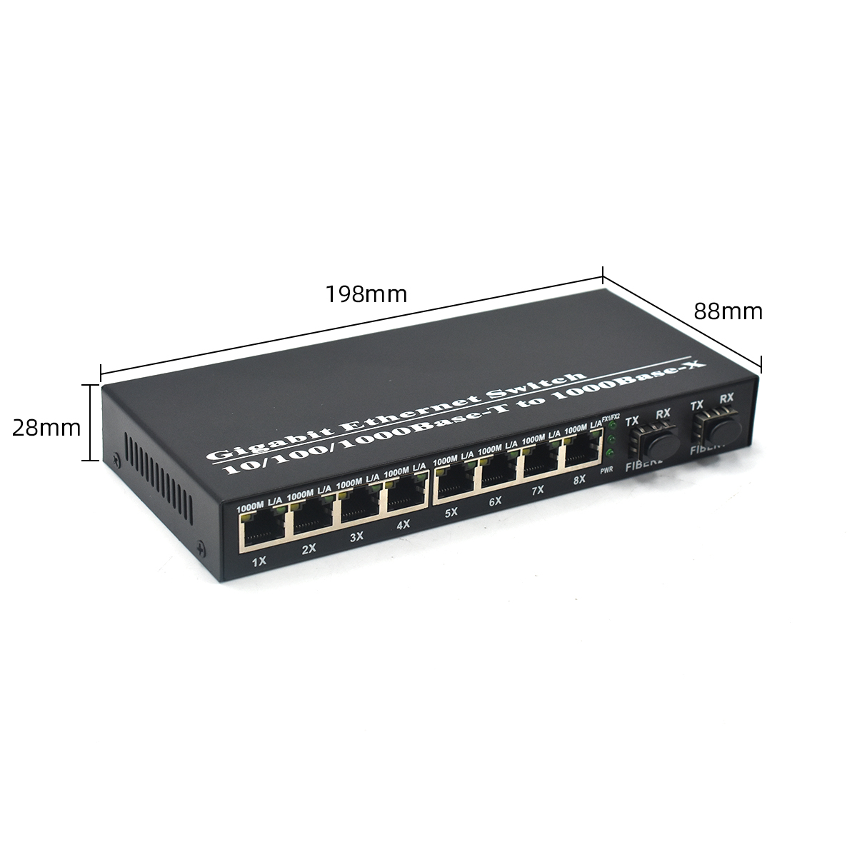 Product Gallery: Unmanaged PoE Powered 8 Port Network Switch, 2 SC Fiber Ports, Gigabit, Desktop for Industrial and Commercial Environments 3