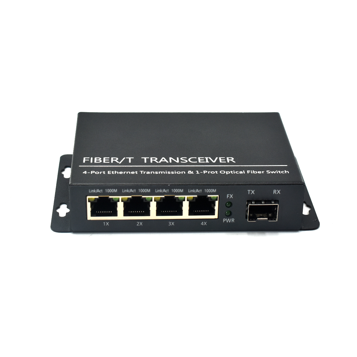 showcase of Unmanaged CCTV Fiber Media Converter, 4-Port Gigabit Ethernet, 1 SFP Slot, Plug and Play for Surveillance & Industrial Networks