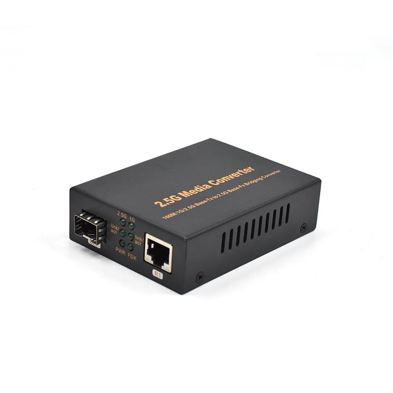 showcase of Unmanaged 2.5G Media Converter Single Mode Fiber to Ethernet, 1 SFP Port, 1 RJ45 100M/1G/2.5G Adaptive, Desktop for Office & Industrial Use
