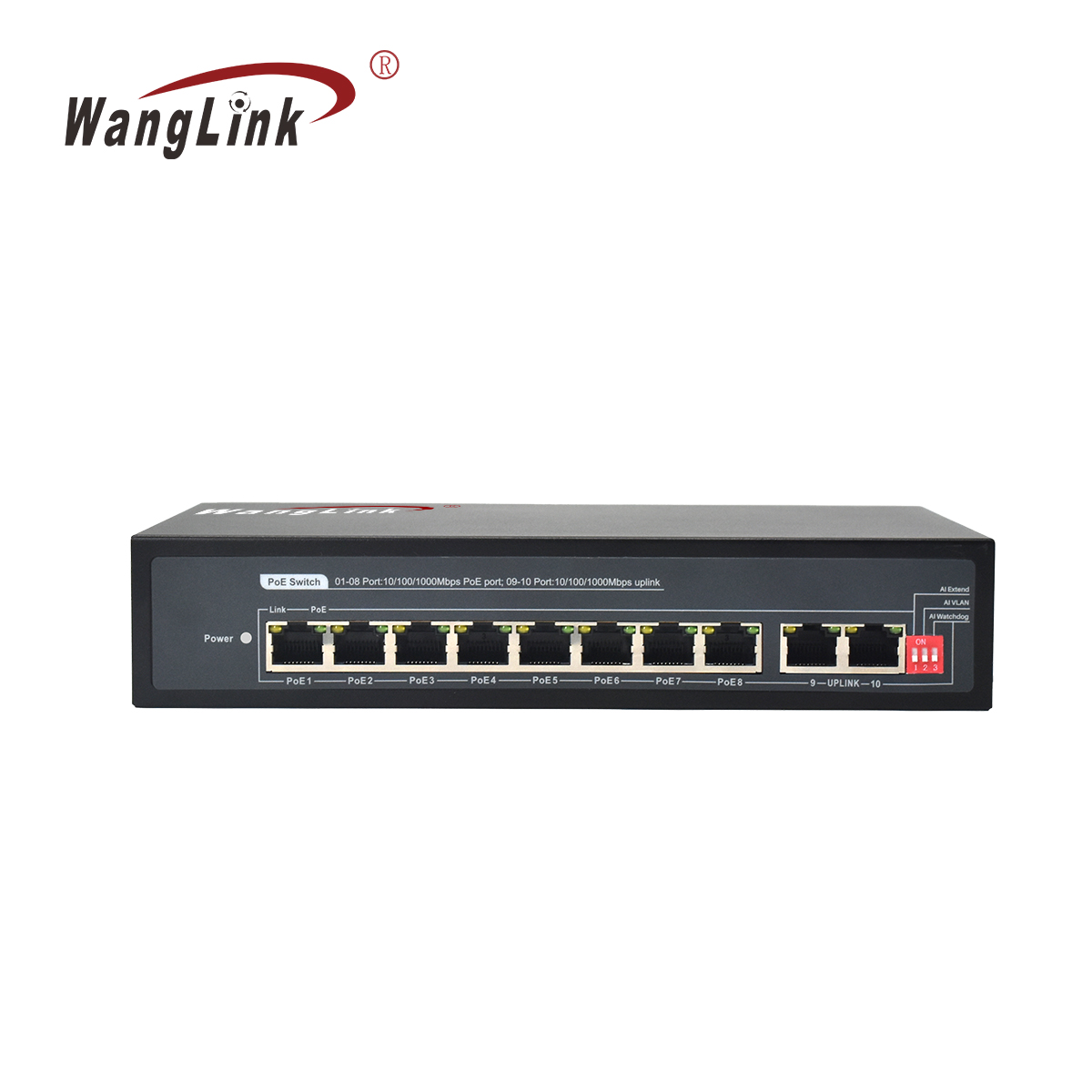 showcase of Unmanaged AI PoE Switch 8 Port Gigabit, 2 RJ45 Uplink, 250m Extend, VLAN Isolation, Wall Mount for Surveillance & SMB
