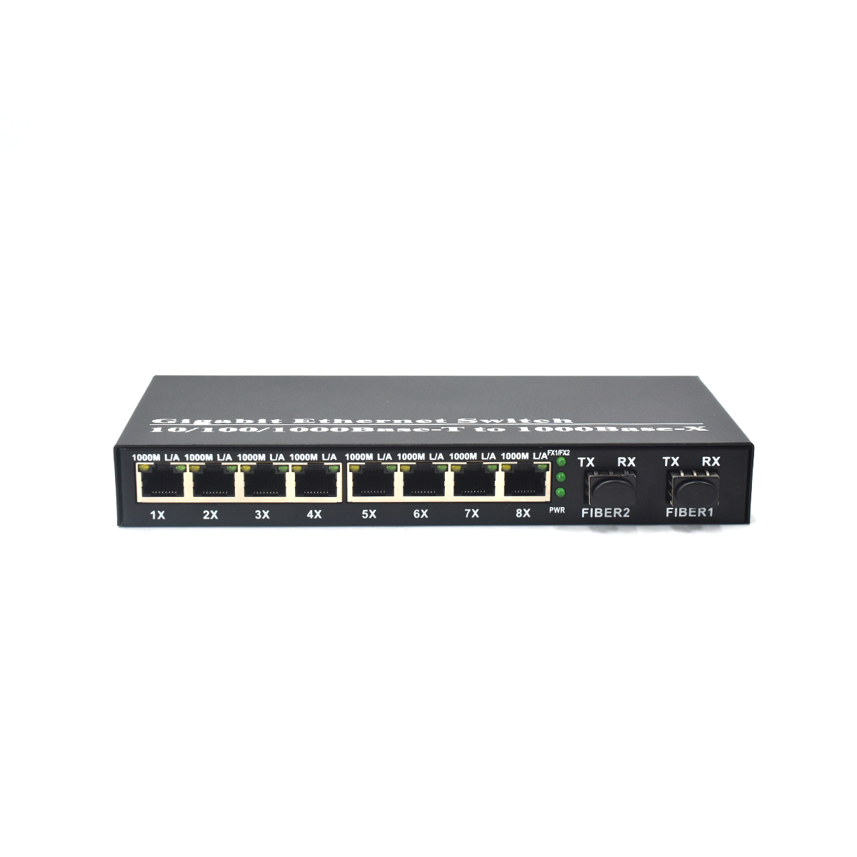 showcase of Unmanaged PoE Powered 8 Port Network Switch, 2 SC Fiber Ports, Gigabit, Desktop for Industrial and Commercial Environments