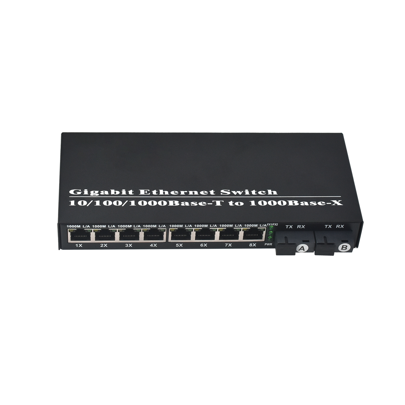 Product Gallery: Unmanaged Media Converter Fiber to RJ45, 8-Port Gigabit Ethernet Switch, 2 SFP Slots, Plug-and-Play, Metal Enclosure for Office & Surveillance Networks 8