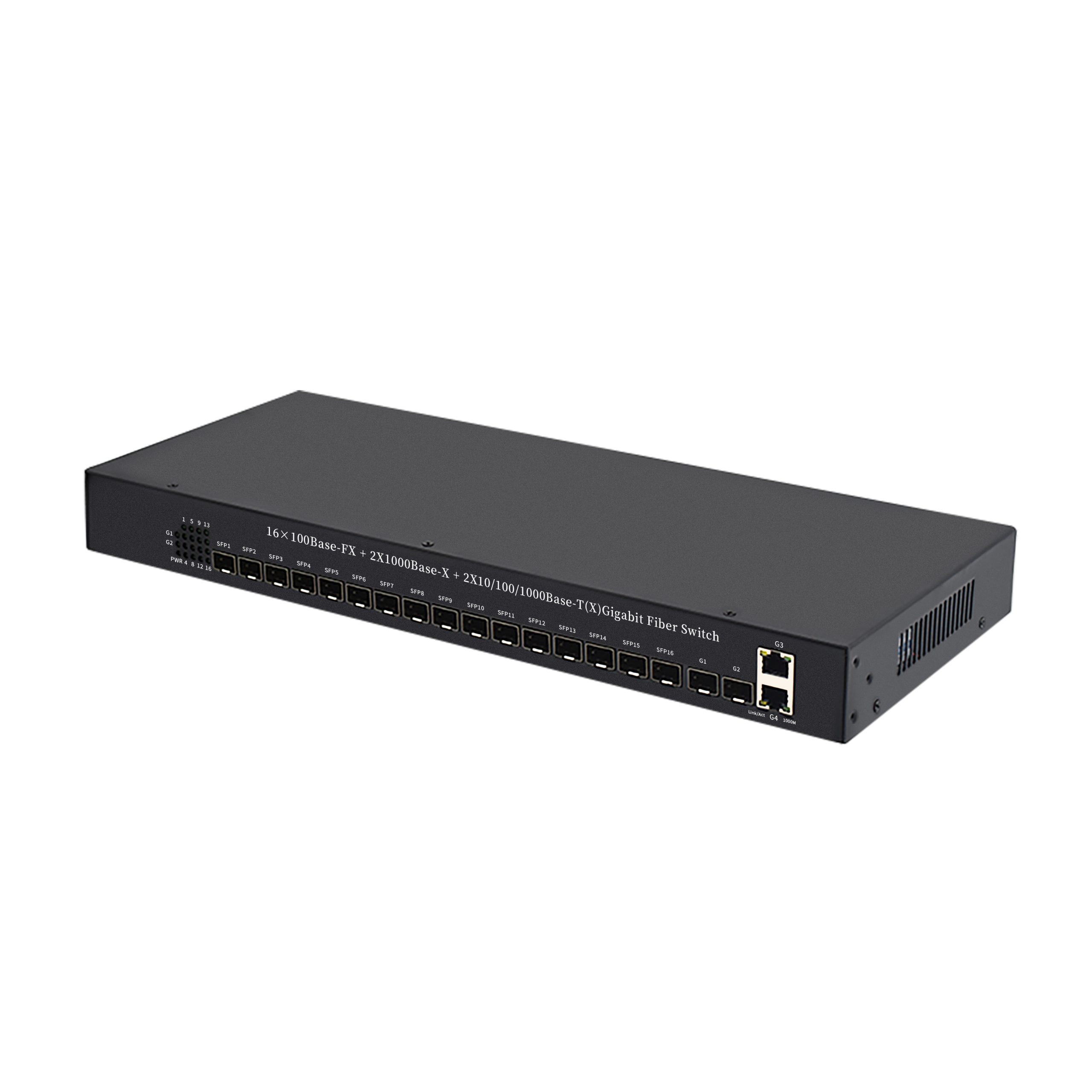 Product Gallery: Unmanaged Ethernet Fiber Switch, 16 x 100M SFP Slots, 2 x Gigabit Uplink SFP + 2 x RJ45, Desktop/Rack-Mount for Small Business Networks 3