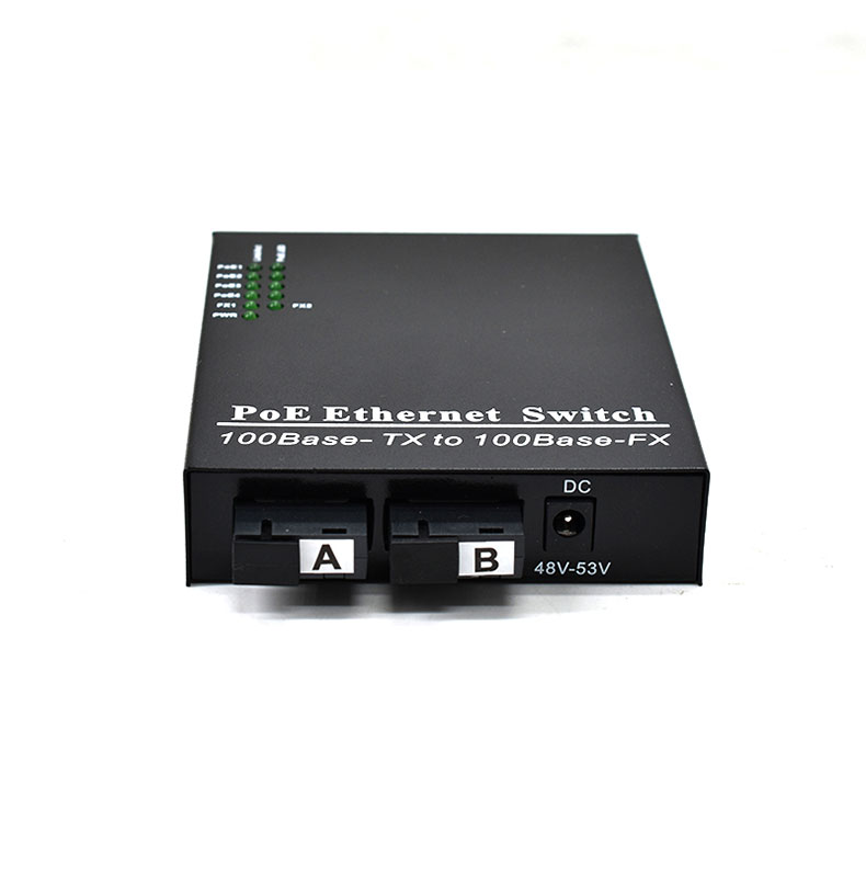 Product Gallery: Unmanaged Fast Ethernet Fiber to PoE Media Converter, 2 SC Fiber Ports, 4 PoE Ports 25.4W, Desktop & Rack-Mount for IP Surveillance & SMB Networking 3