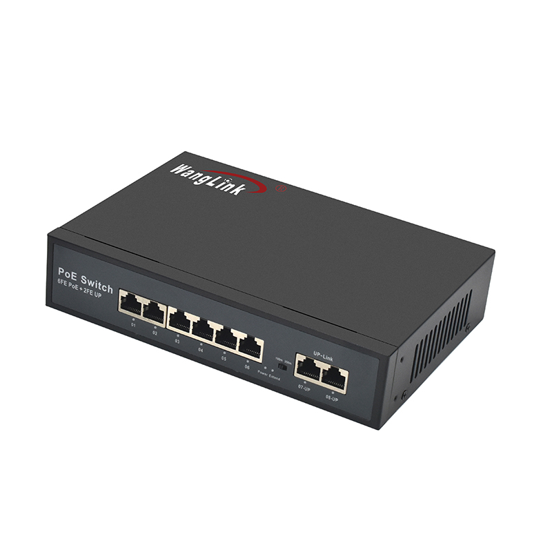 Product Gallery: Unmanaged PoE Switch 6 Port Fast Ethernet, 2 RJ45 Uplink, 250m Extend Mode, VLAN Isolation, Metal Case for IP Cameras & Small Business 3