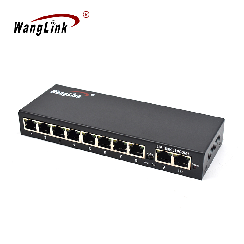 Product gallery: 8 Port Passive PoE Switch, Unmanaged Fast Ethernet, 2 Gigabit Uplink Ports, 250m Long Range, Desktop for Surveillance