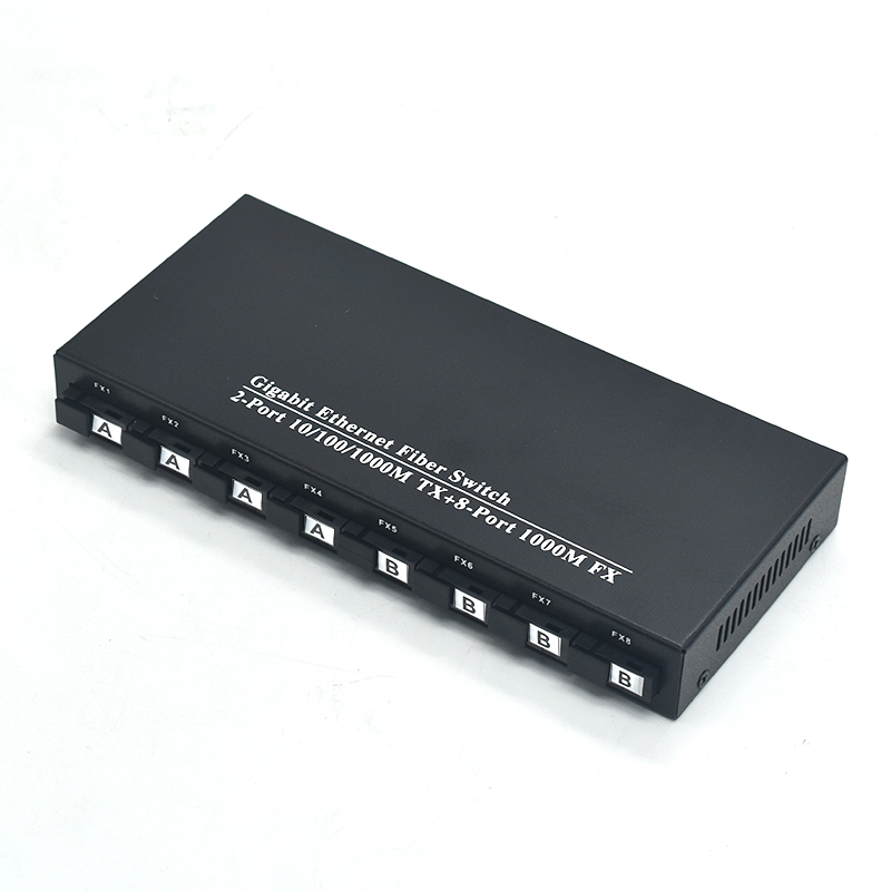 Product Gallery: Unmanaged Gigabit 2 Port PoE Powered Switch, 8 SC Fiber Ports, Plug and Play, Metal Housing for Remote Network Extension 3
