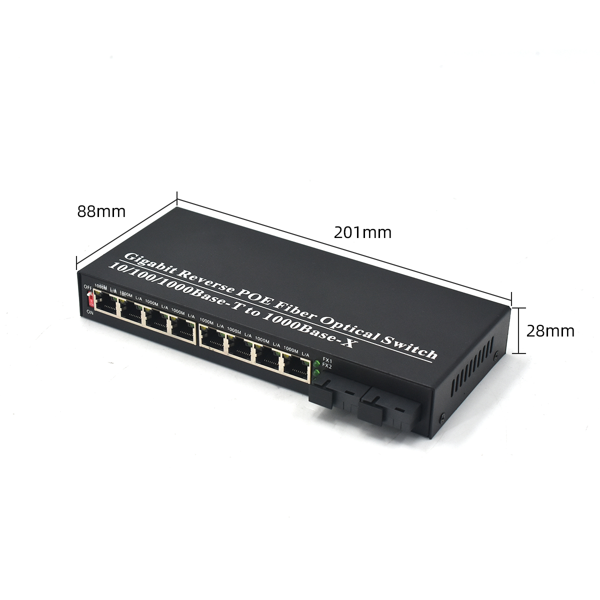 Product Gallery: Unmanaged PoE Powered 8 Port Network Switch, 2 SC Fiber Ports, Gigabit, Desktop for Industrial and Commercial Environments 4
