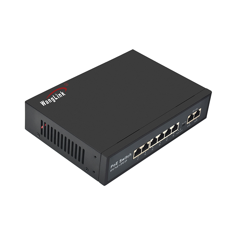 Product Gallery: Unmanaged PoE Switch 6 Port Fast Ethernet, 2 RJ45 Uplink, 250m Extend Mode, VLAN Isolation, Metal Case for IP Cameras & Small Business 4