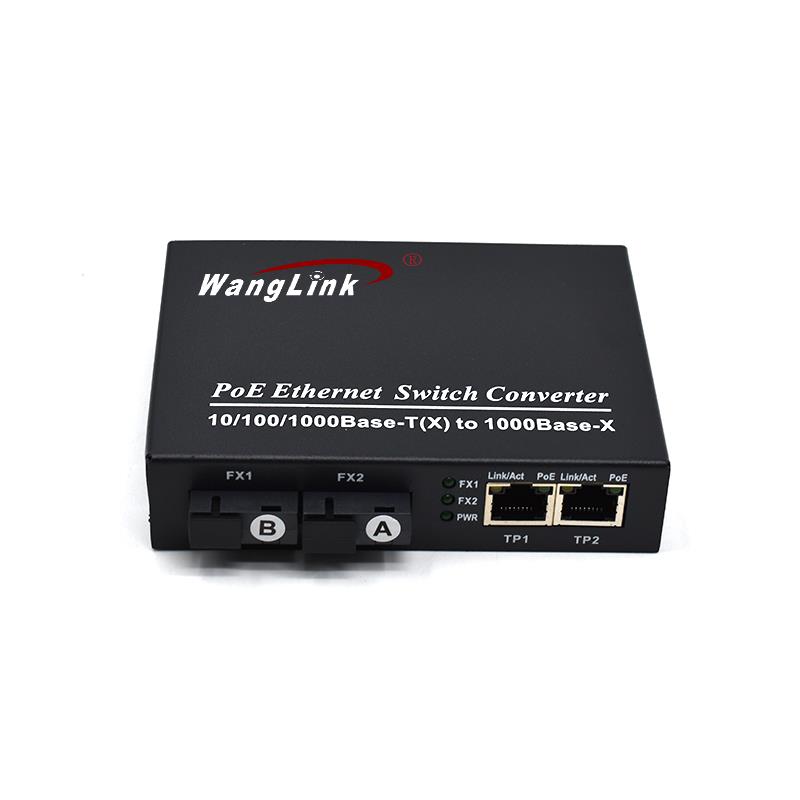 Product Gallery: Unmanaged 2 Port PoE Media Converter, Gigabit, 2 SC Fiber Uplink, Metal Housing for Desktop & Wall Mount 11