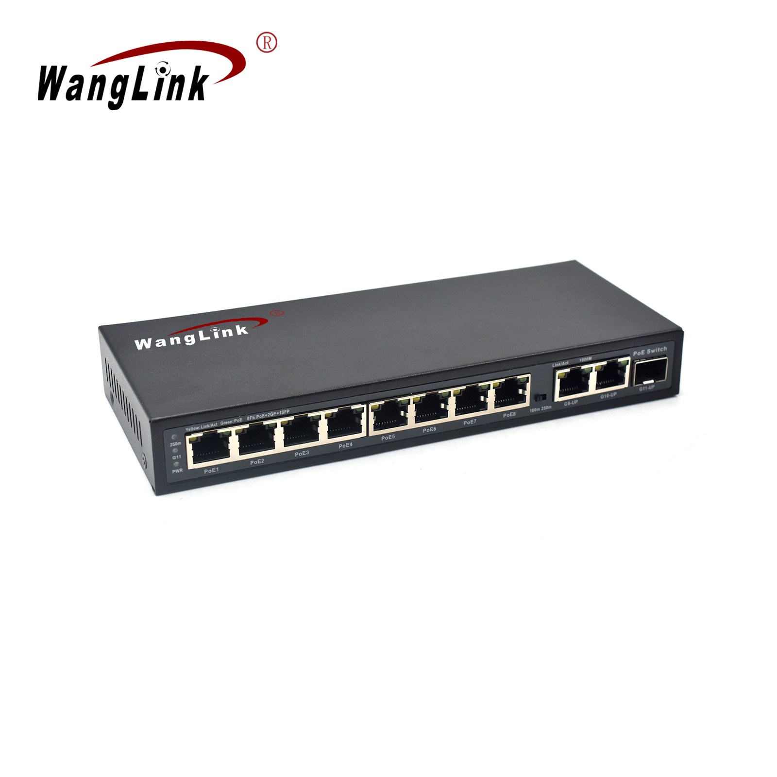 Product Gallery: Unmanaged DC Input 8 PoE Network Switch, 10/100Mbps Fast Ethernet, 2 Gigabit Uplink, 1 SFP Slot, Metal Case for IP Camera Surveillance & Small Business 3