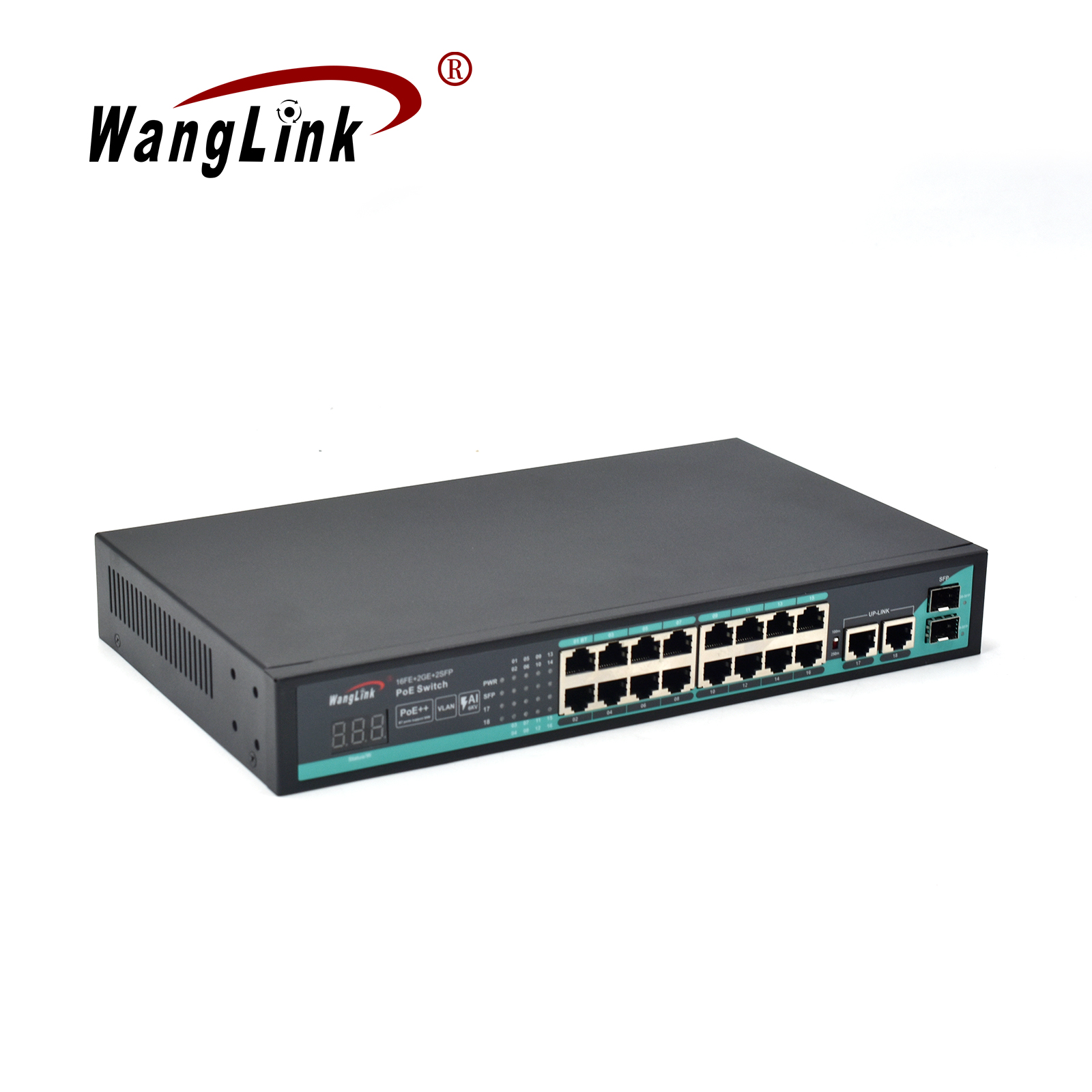 Product Gallery: 16 Port PoE Smart Switch, 2 SFP Slots, 2 Gigabit Uplink, VLAN & 250m Extend, Desktop/Wall Mount for Surveillance & SMB 4