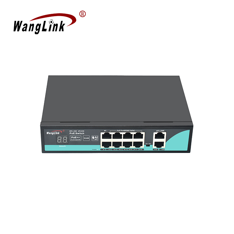 Product Gallery: Unmanaged 10 Port PoE Switch, 8 Fast Ethernet PoE Ports (1 PoE++ 60W), 2 Gigabit Uplink, 250m Extension & VLAN Isolation, Desktop/Wall-Mount for IP Camera Surveillance 4