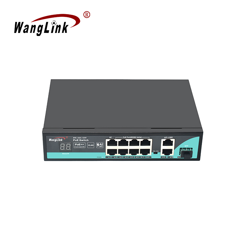 Product Gallery: Unmanaged 8 Port PoE Switch with Uplink, 2 Gigabit RJ45 + 1 SFP, 250m Long Distance, VLAN Isolation, Metal Desktop for IP Camera Surveillance 3