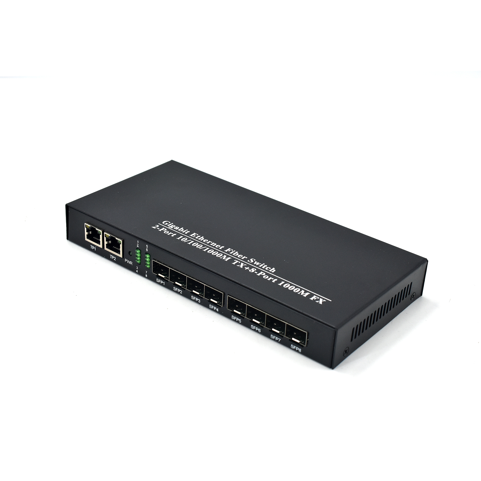 Product Gallery: Unmanaged Media Converter Fiber to Ethernet Switch, 8 SFP Fiber Ports 1.25Gbps, 2 Gigabit RJ45, Plug-and-Play Metal Case for Industrial & Office Networks 6