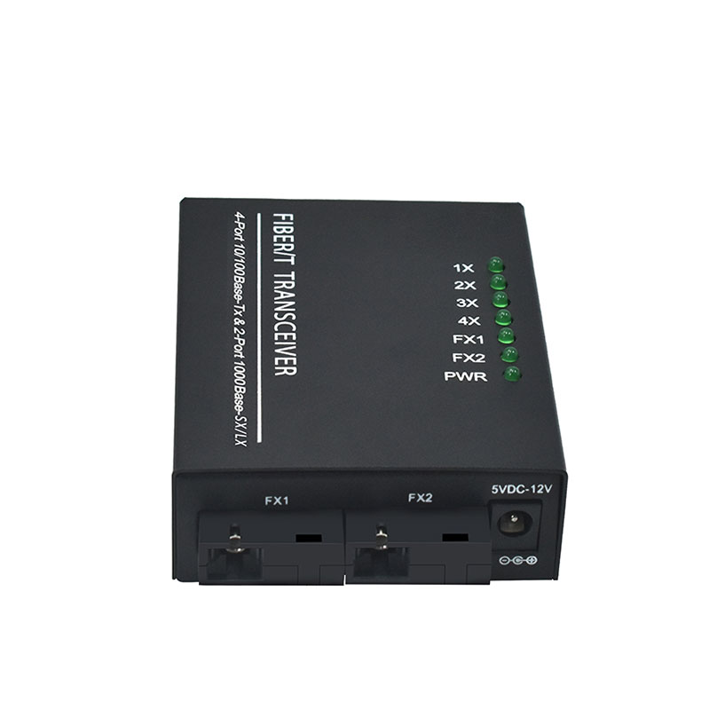 Product Gallery: Unmanaged Media Converter RJ45 to Fiber, 4-Port Fast Ethernet, 2 SC Fiber Ports, 1.25Gbps, Plug-and-Play, Metal Case for Industrial & Commercial Use 4