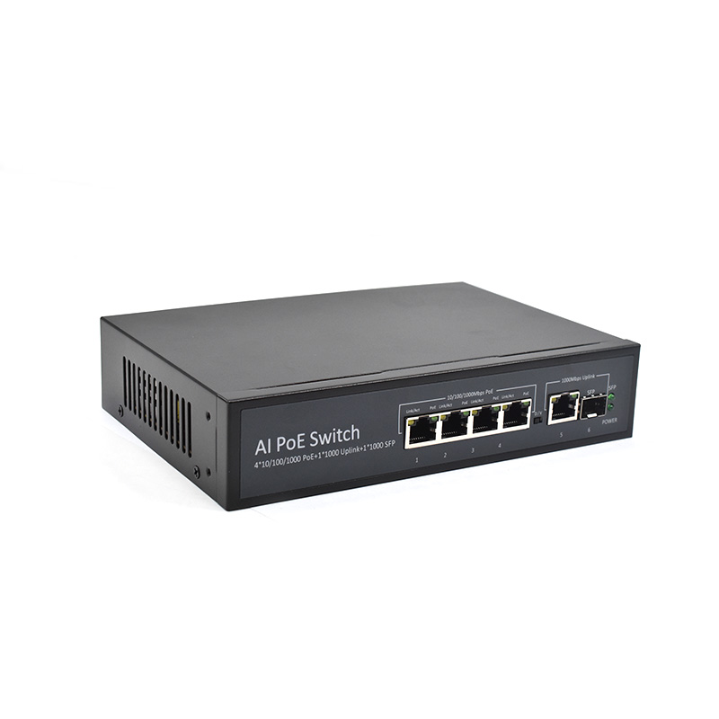 Product Gallery: Unmanaged 4 Port PoE Gigabit Ethernet Switch, 1 SFP Uplink, 96W Budget, Desktop/Wall Mount for IP Surveillance & Small Business 14