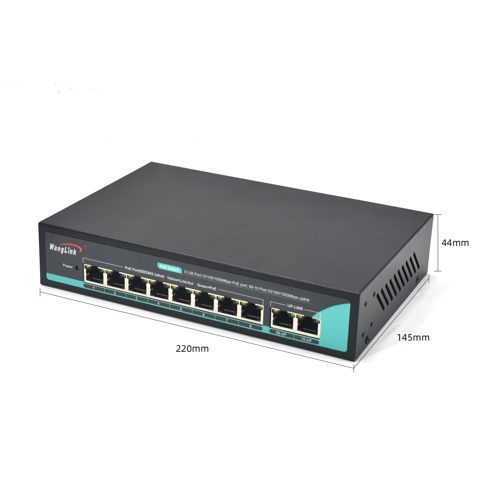 Product Gallery: 8 Port Gigabit Unmanaged PoE Switch, 10/100/1000Mbps, 2 RJ45 Uplink, 96W PoE Budget, Metal Case, Wall Mount & Desktop for Small Business Surveillance 4