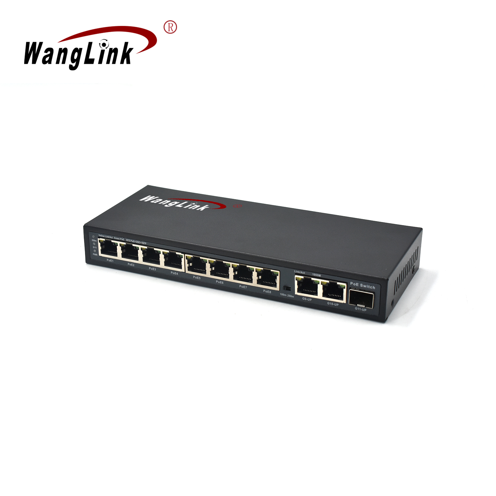 Product Gallery: Unmanaged DC Input 8 PoE Network Switch, 10/100Mbps Fast Ethernet, 2 Gigabit Uplink, 1 SFP Slot, Metal Case for IP Camera Surveillance & Small Business 4