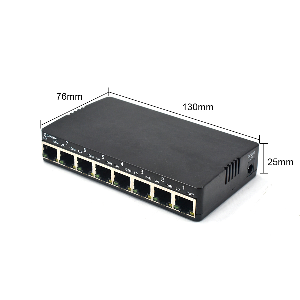 Product Gallery: Unmanaged 8-Port Reverse PoE Switch, 7 PoE Input + 1 PoE Output, Fast Ethernet 10/100Mbps, Desktop/Wall-Mount for Remote Power Supply 4